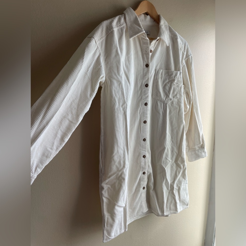 New Madewell Corduroy Easy Mini Shirtdress Lighthouse Size SMALL Women - Picture 8 of 12